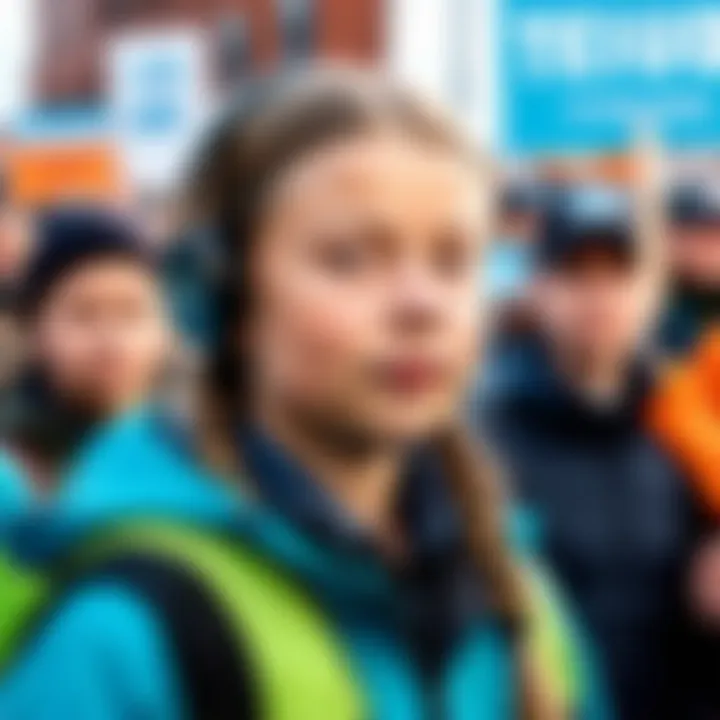 Greta Thunberg speaking at a climate rally