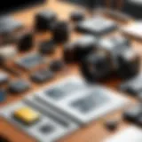 Classic photograph restoration tools laid out on a table