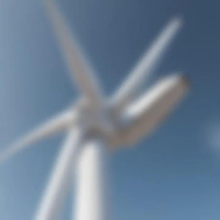 Close-up of wind turbine generator producing electricity