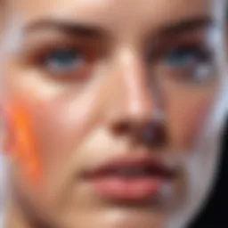 A close-up view of a flushed face, illustrating the physiological response of blushing.