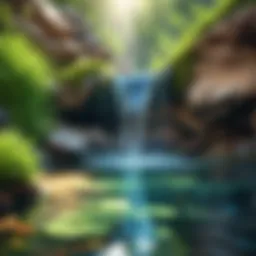 Crystal clear water flowing from a natural spring
