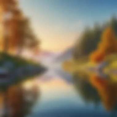 Tranquility vs. Stress A serene landscape depicting tranquility as a contrast to stress