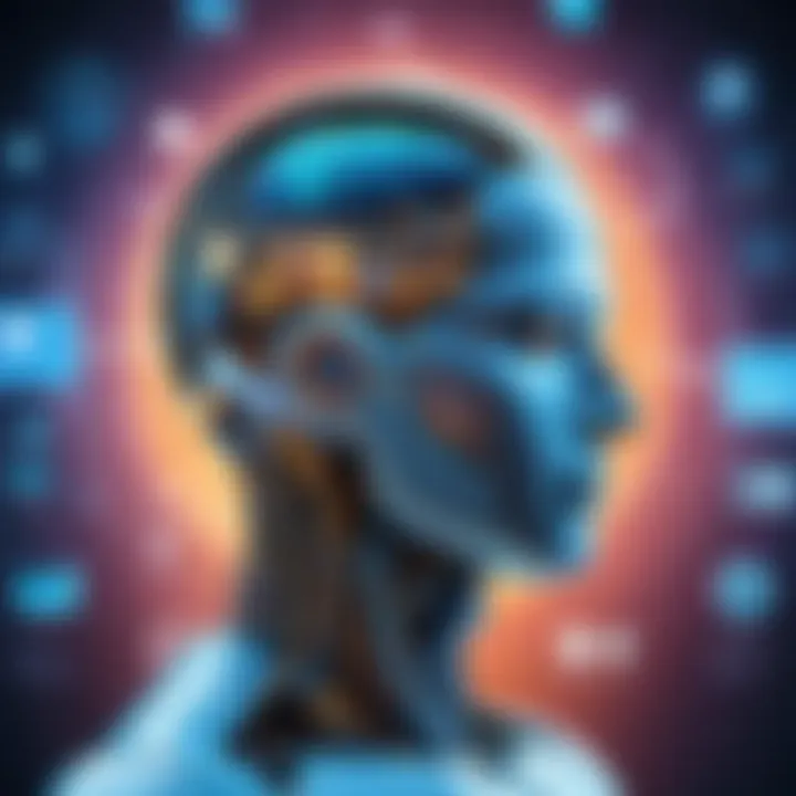 A visual representation of the impact of artificial intelligence across various industries such as healthcare, finance, and transportation.