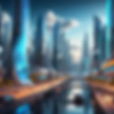 Futuristic Cityscape: The Fusion of Technology and Design A futuristic cityscape blending technology and design