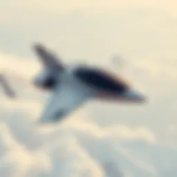 Futuristic jet automobile in flight