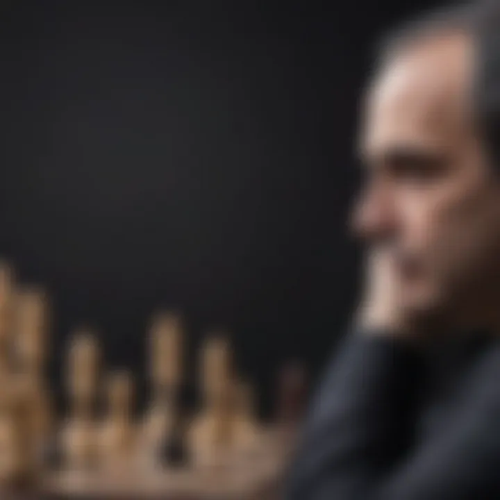 Close-up of Kasparov's intense gaze during a chess match