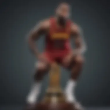 LeBron James raising the championship trophy