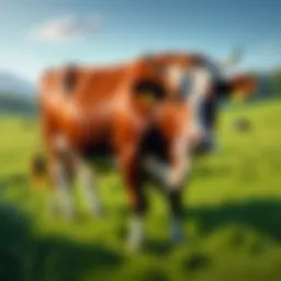 Majestic Cow Grazing in Pasture