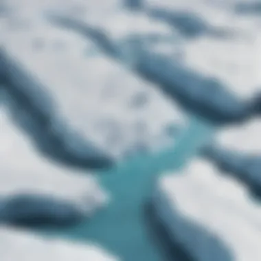 Aerial view of melting glaciers