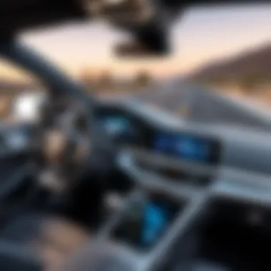 A close-up of a dashboard showcasing advanced technology and AI systems in a self-driving car.