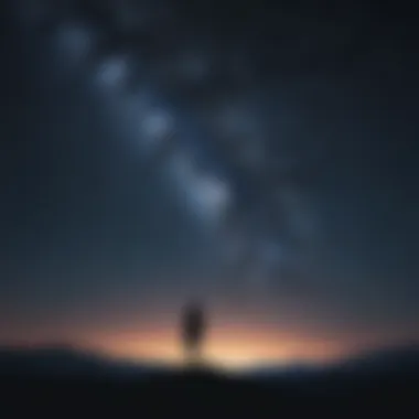 Silhouette of a lone figure under a starry night sky