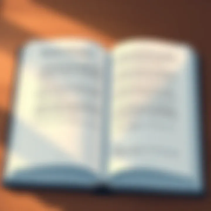 An open book with pages filled with comforting quotes and insights