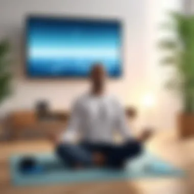 A person meditating with digital devices nearby