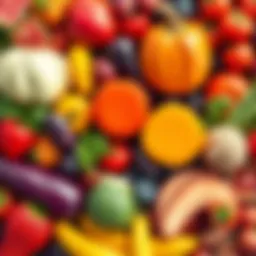 A vibrant assortment of cancer-fighting fruits and vegetables arranged artistically