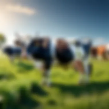 Integration of cows in sustainable farming practices Organic farm with cows integrated into sustainable ecosystem