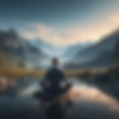 Illustration of mindfulness meditation with serene nature elements and calming colors