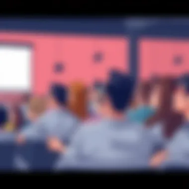 Audience listening attentively to a presentation