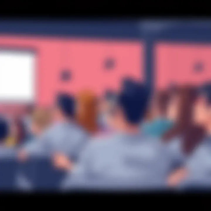 Audience listening attentively to a presentation