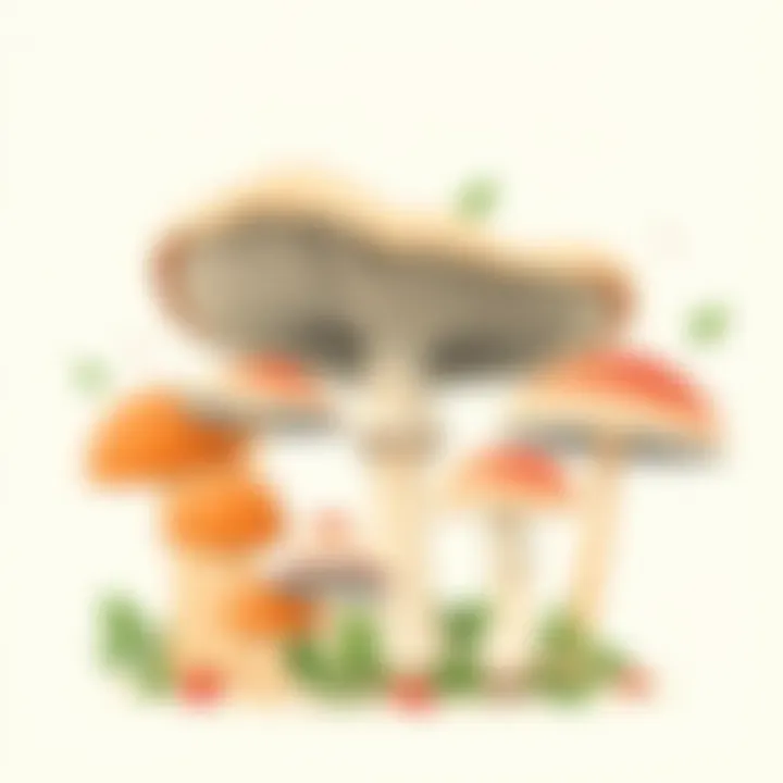 A captivating illustration of mushrooms depicting their health benefits.