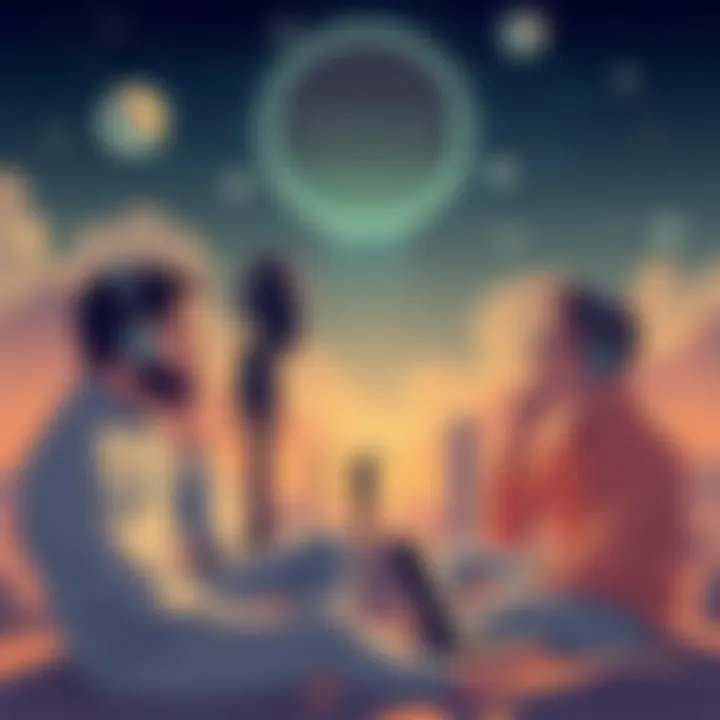 Philosophical representation of humans pondering alien intelligence