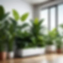 Lush indoor plant arrangement showcasing various air-purifying species