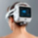 A portable transcranial magnetic stimulation device in a clinical setting, showcasing its compact design.