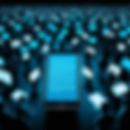 A digital crowd forming around a smartphone screen