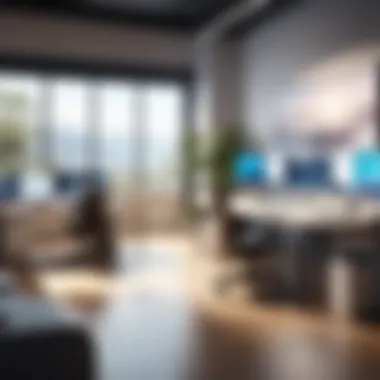 Innovative Collaboration in a Tranquil Environment A collaborative workspace showcasing quiet teamwork and innovation.