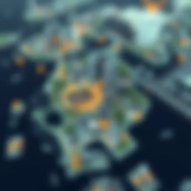 Map illustrating urban planning influenced by real-time data