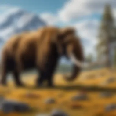 Potential Ecological Impacts of Reintroduction Illustration of ecological balance with woolly mammoth