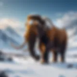 Woolly mammoth in a snow-covered landscape