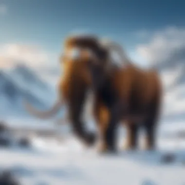 Imagining the Woolly Mammoth in its Natural Habitat Woolly mammoth in a snow-covered landscape