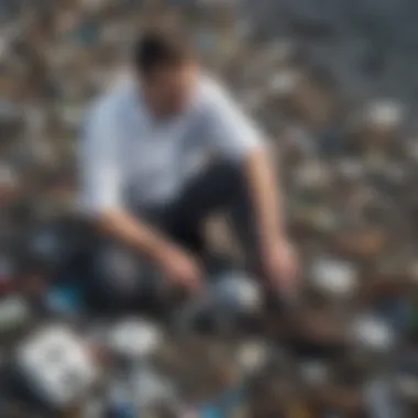 Scientist analyzing marine debris in the Pacific Garbage Patch