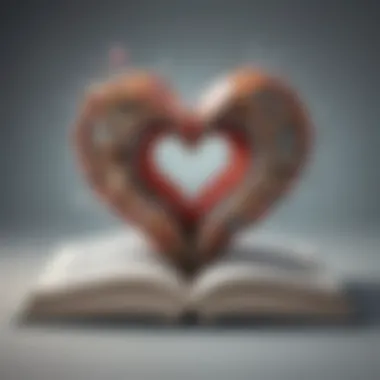 A heart-shaped book opening to reveal growth and transformation