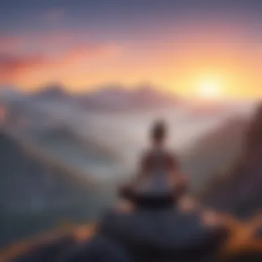 Mindful Renewal A person practicing yoga on a peaceful mountaintop at sunrise