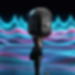 A microphone capturing vibrant audio waves