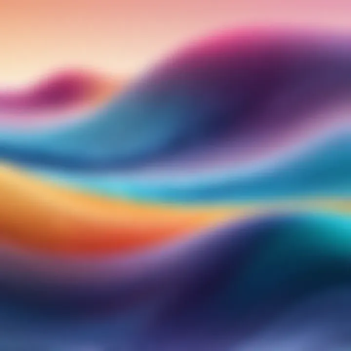 An abstract visualization of soothing colors blending together in a gentle wave pattern