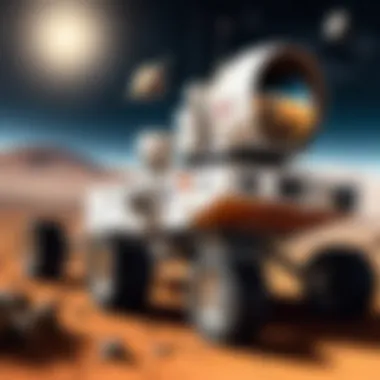Historical Missions: Milestones in Space Exploration A montage of historical space missions, including Apollo, Voyager, and Mars rovers.