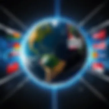 Unity in Space: The Power of Global Collaboration A conceptual image showing international collaboration in space, with flags of various countries united.