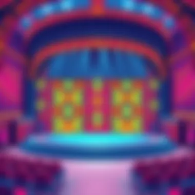 Intricate Stage Set Design A visually striking stage set with intricate designs and vibrant colors