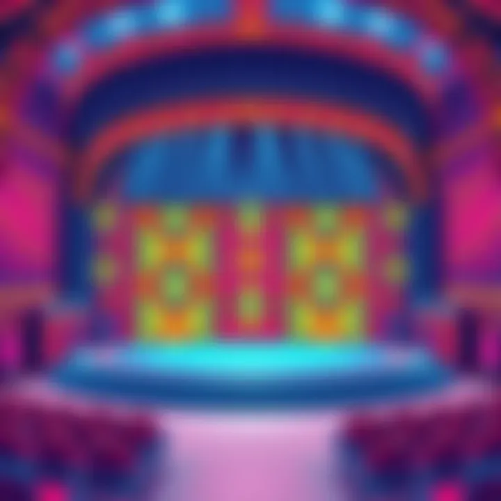 Intricate Stage Set Design A visually striking stage set with intricate designs and vibrant colors