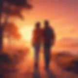 Couple enjoying a sunset walk together