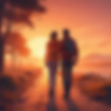 Couple enjoying a sunset walk together