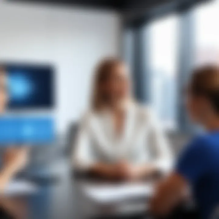 A female leader conducting a team meeting with confidence