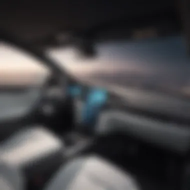 Futuristic Interior Design Interior of a Tesla car showcasing advanced dashboard