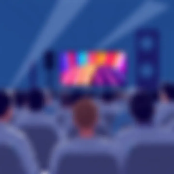 An audience mesmerized by a magic video presentation