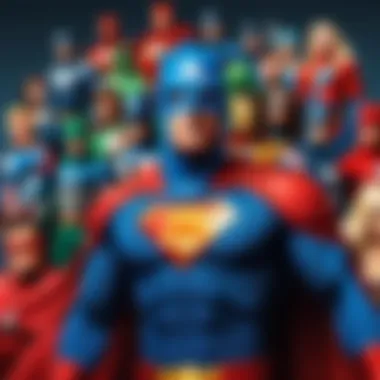 Cultural Impact of Superheroes Illustration showcasing the impact of superheroes on modern culture.