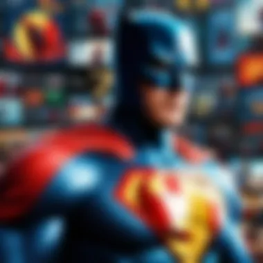 Thematic Elements in Superhero Stories An artistic depiction of thematic elements in superhero narratives.