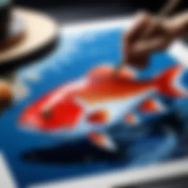 Mastering the Craft: Notable Artists in Fish Prints Notable artist at work, creating a unique fish print