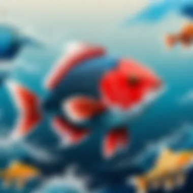 Contemporary Approaches to Japanese Fish Art A modern interpretation of Japanese fish prints with abstract elements